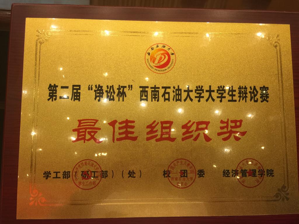 最佳组织奖奖牌